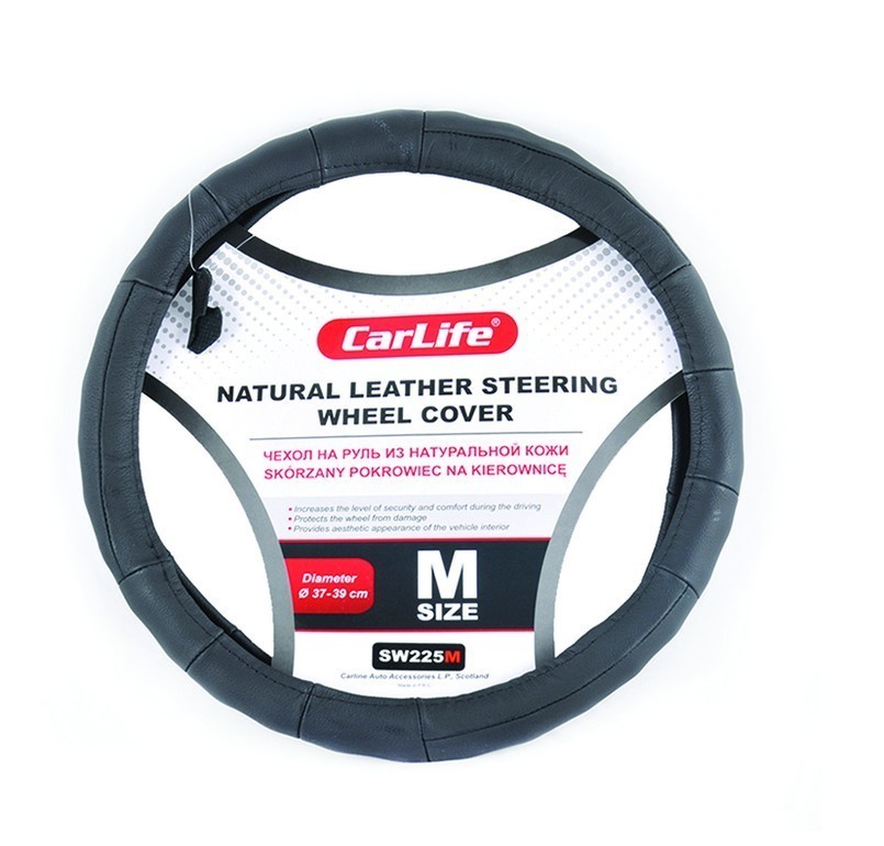 Чехол на руль Carlife 37-39см, кожа, черный SW225M CarLife Чехол на руль Carlife 37-39см, кожа, черный SW225M CarLife